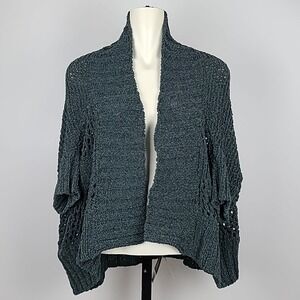 NWT Simply Noelle Womens Flip to Wear Long/Short Green Knit Cardigan Sweater OS